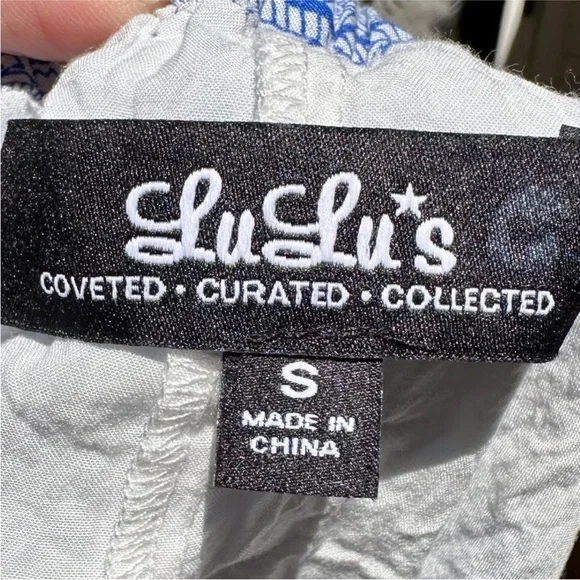 Lulus Blue and White Halter Dress Open Back - Picture 10 of 12